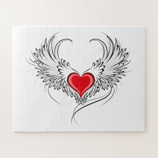 Red Angel Heart with wings Jigsaw Puzzle (Horizontal)