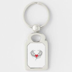 Red Angel Heart with wings Keychain