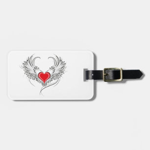 Red Angel Heart with wings Luggage Tag