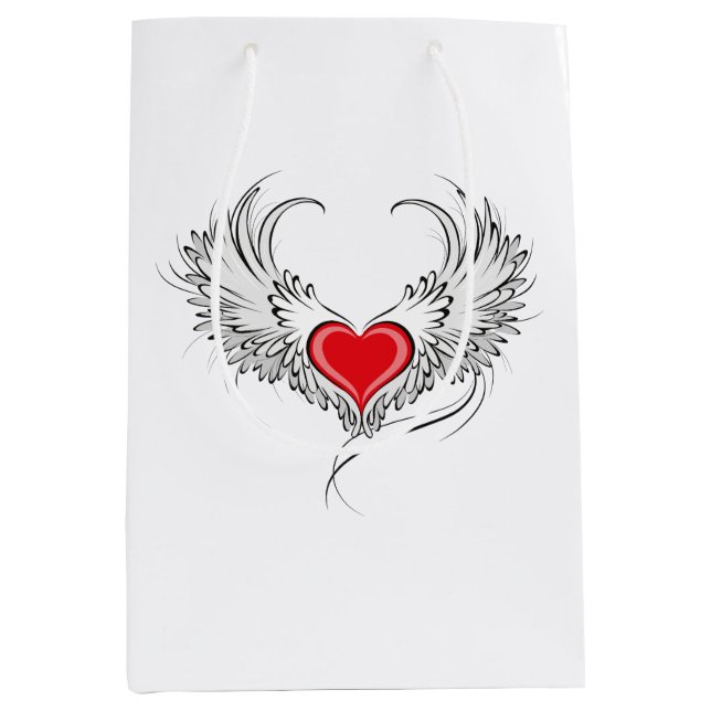 Red Angel Heart with wings Medium Gift Bag (Front)