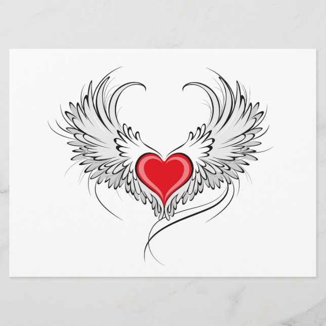 Red Angel Heart with wings Menu (Front)