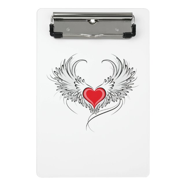 Red Angel Heart with wings Mini Clipboard (Front)