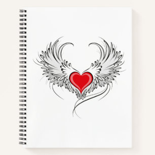 Red Angel Heart with wings Notebook