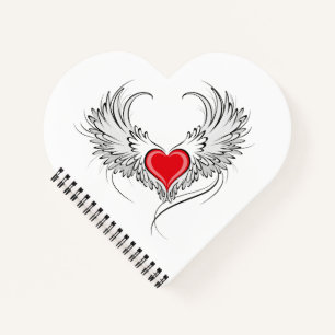 Red Angel Heart with wings Notebook