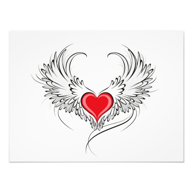 Red Angel Heart with wings Photo Print (Front)