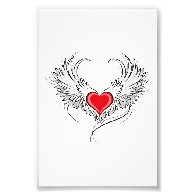 Red Angel Heart with wings Photo Print (Front)