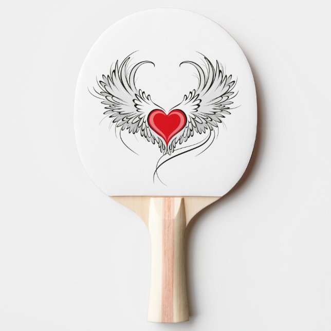 Red Angel Heart with wings Ping Pong Paddle (Front)