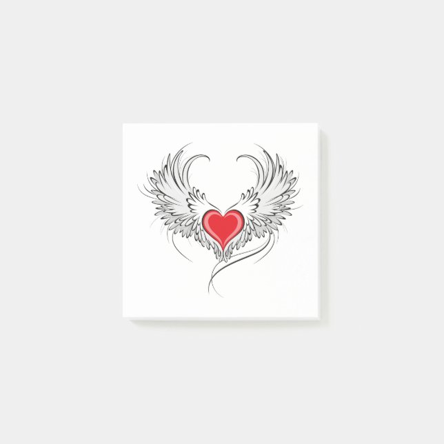 Red Angel Heart with wings Post-it Notes (Front)