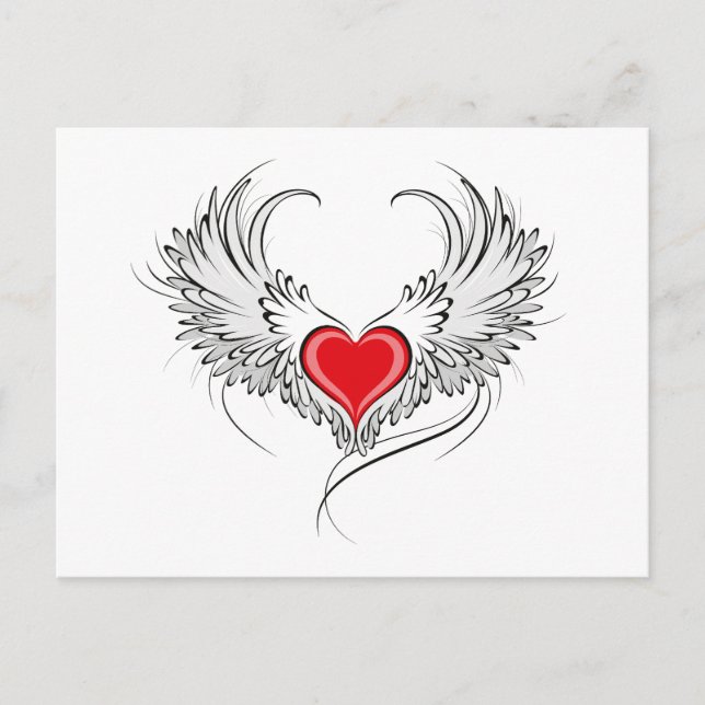 Red Angel Heart with wings Postcard (Front)