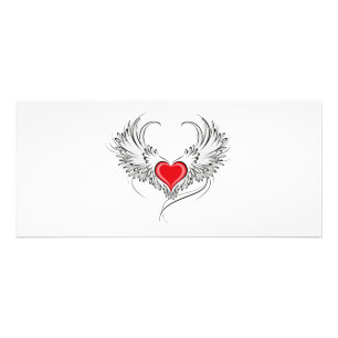 Red Angel Heart with wings Rack Card