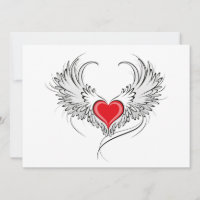 Red Angel Heart with wings