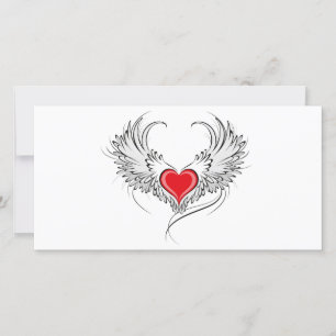 Red Angel Heart with wings Save The Date