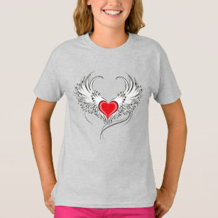 Red Angel Heart with wings T-Shirt