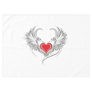 Red Angel Heart with wings Tablecloth