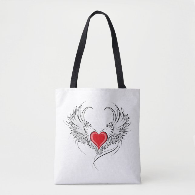 Red Angel Heart with wings Tote Bag (Front)