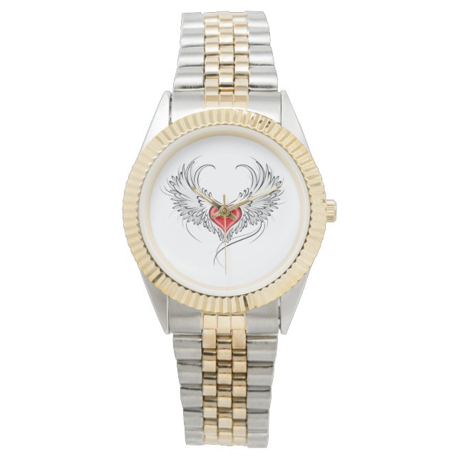 Red Angel Heart with wings Watch (Front)