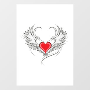 Red Angel Heart with wings Window Cling