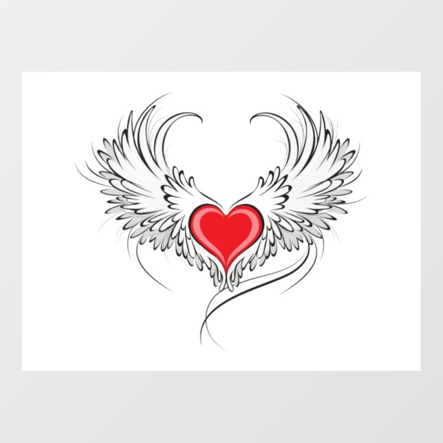 Red Angel Heart with wings Window Cling (Sheet)