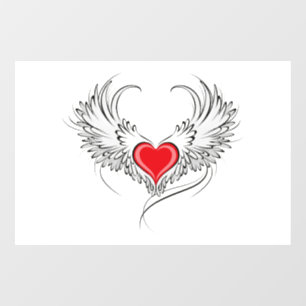 Red Angel Heart with wings Window Cling