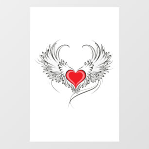 Red Angel Heart with wings Window Cling