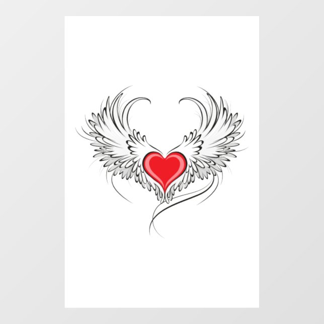 Red Angel Heart with wings Window Cling (Sheet)
