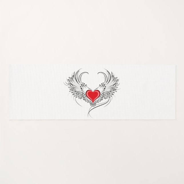 Red Angel Heart with wings Yoga Mat (Front (Horizontal))
