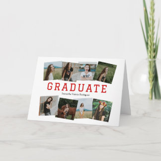 Red Angled Eight-Photo Grad Invitation