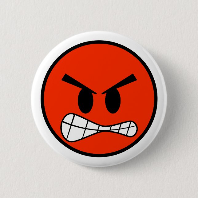 Red Angry Face Emoji 2 Inch Round Button (Front)