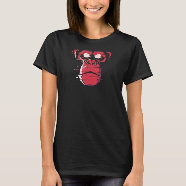 Red Angry Gorilla, Ape, Monkey, Chimp T-Shirt (Front)