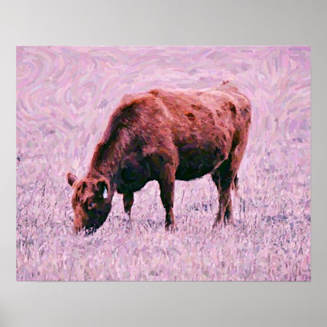 Red Angus Artsy Cow Photographic Art Print (Front)