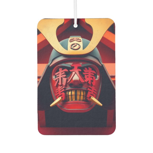 Red anime samurai mask air freshener (Front)