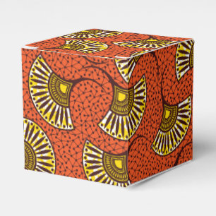 Red Ankara Fan Print Favor Box