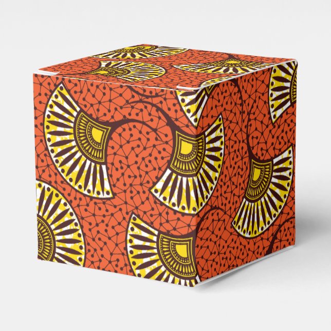 Red Ankara Fan Print Favor Box (Front Side)