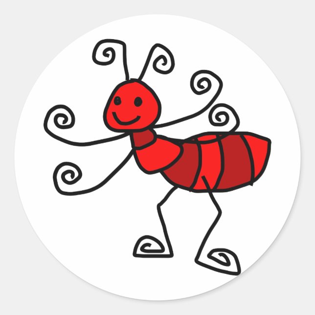 Red ant classic round sticker (Front)