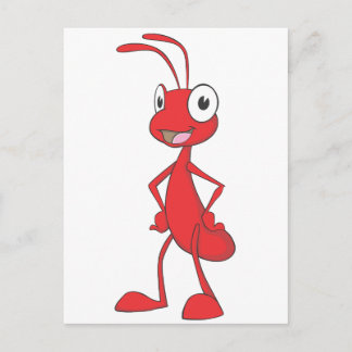 Red Ant Standing Arms on Waist Cartoon Shirt Postcard