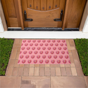 Red Anthurium Flower Seamless Pattern on Doormat