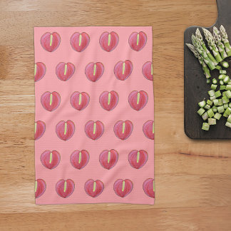 Red Anthurium Flower Seamless Pattern on Kitchen Towel