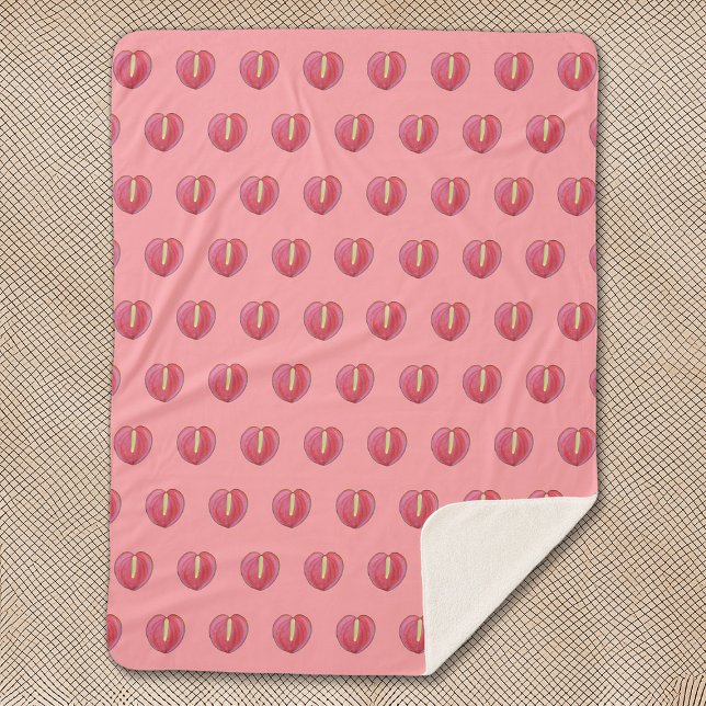 Red Anthurium Flower Seamless Pattern on Sherpa Blanket (Red Anthurium flower seamless on sherpa blanket. Floral design blanket for lovers of flowers.)