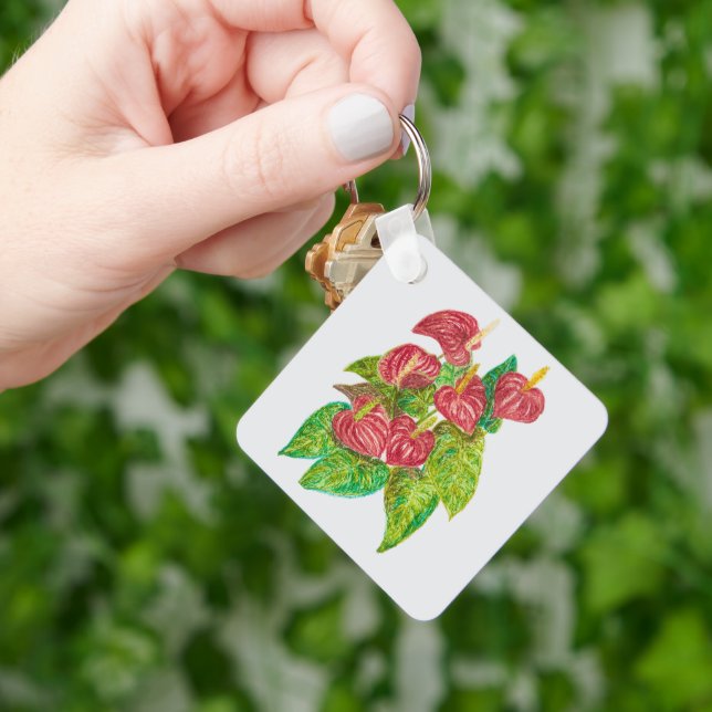 red anthurium flowers keychain (Hand)