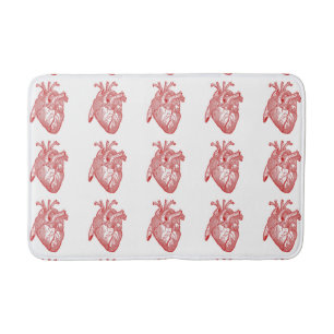 Red Antique Anatomical Heart Bath Mat