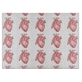 Red Antique Anatomical Heart Cutting Board