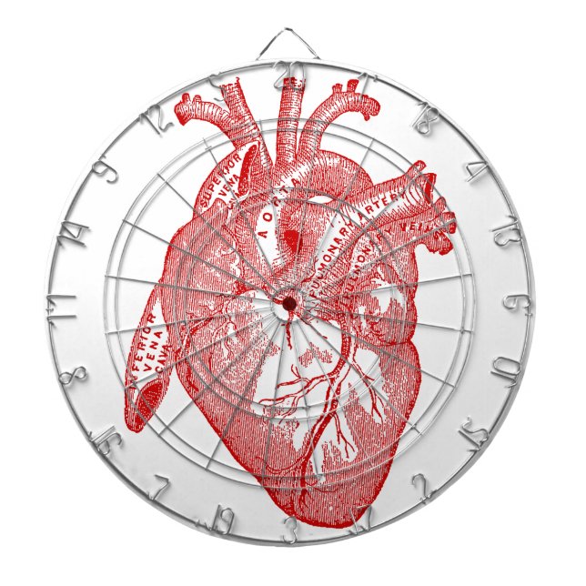 Red Antique Anatomical Heart Dartboard (Front)