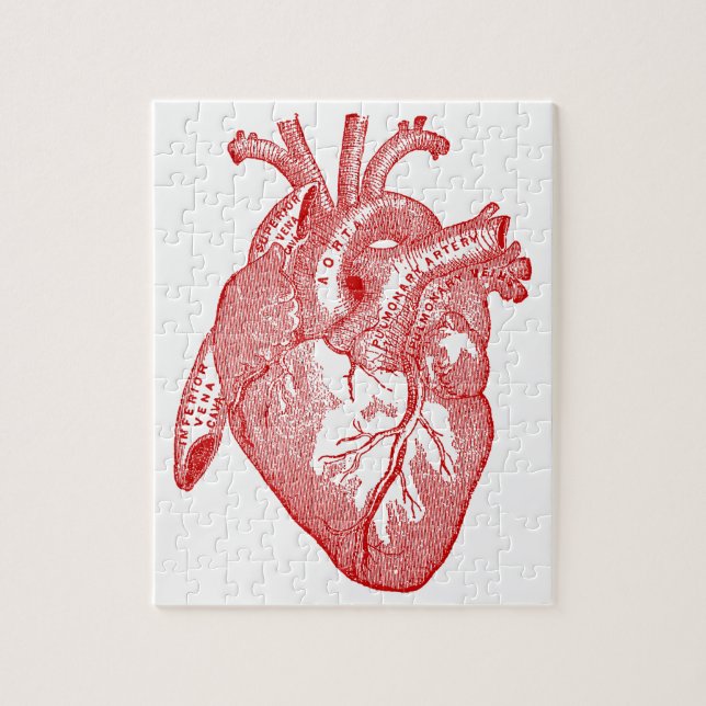 Red Antique Anatomical Heart Jigsaw Puzzle (Vertical)