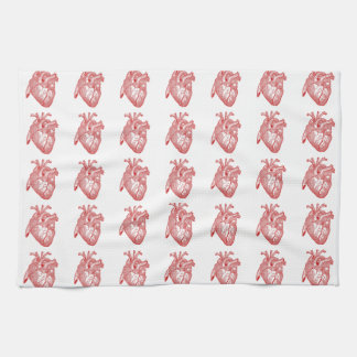 Red Antique Anatomical Heart Kitchen Towel
