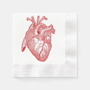 Red Antique Anatomical Heart Napkin