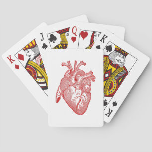 Red Antique Anatomical Heart Playing Cards