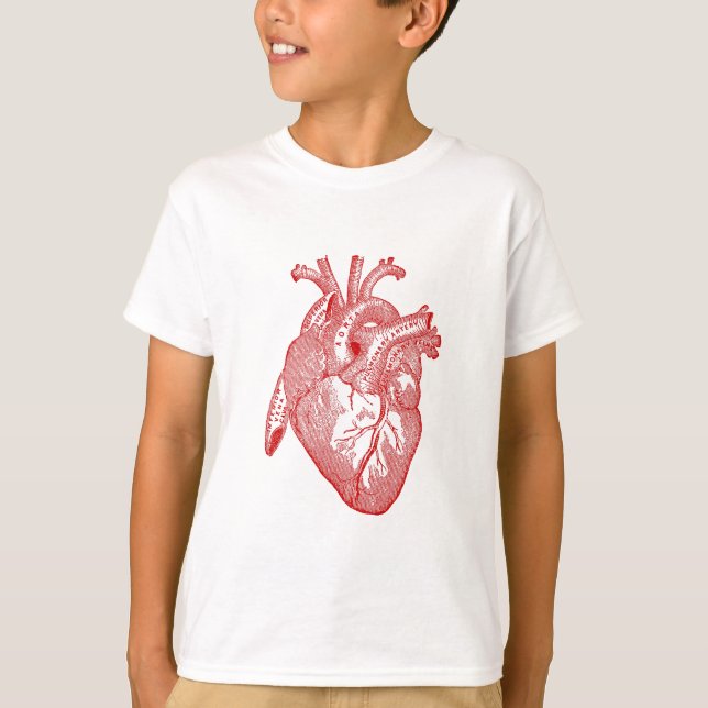 Red Antique Anatomical Heart T-Shirt (Front)