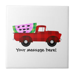 Red Antique Pickup Truck and Giant Watermelon Tile