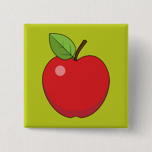 Red Apple 2 Inch Square Button