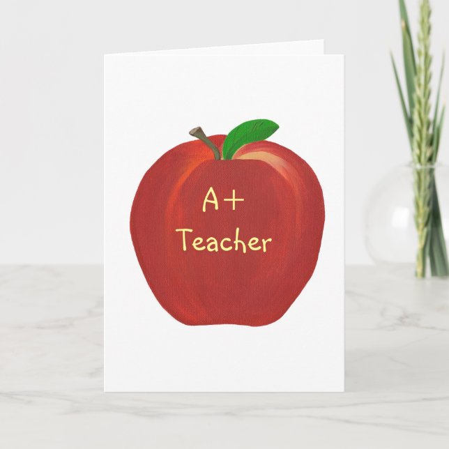 Red Apple A+ Enseignant, cartes de voeux, blanc à  (Devant)